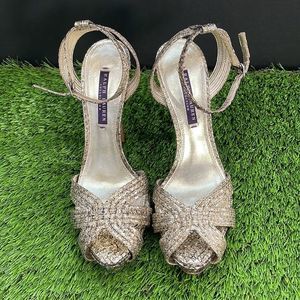 Ralph Lauren Purple Label Gold Metallic Strappy Sandals